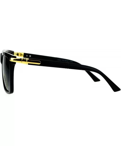 Mens Tempered Glass Lens Mobster Luxury Horn Rim Sunglasses - Black - CE12NVJ30HK $6.31 Rectangular