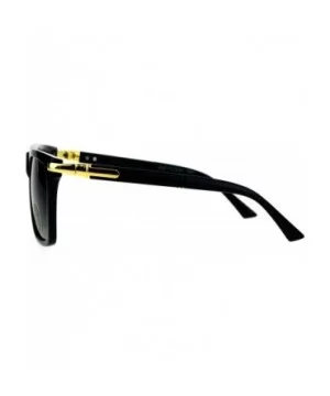 Mens Tempered Glass Lens Mobster Luxury Horn Rim Sunglasses - Black - CE12NVJ30HK $6.31 Rectangular