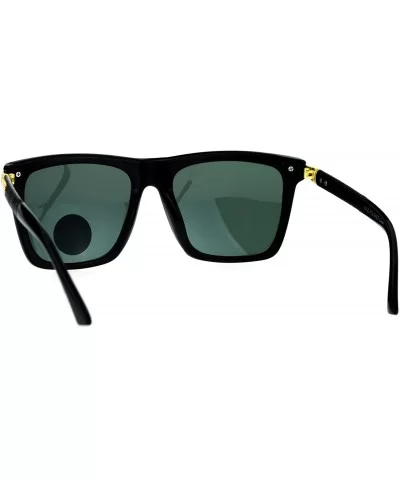 Mens Tempered Glass Lens Mobster Luxury Horn Rim Sunglasses - Black - CE12NVJ30HK $6.31 Rectangular