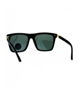 Mens Tempered Glass Lens Mobster Luxury Horn Rim Sunglasses - Black - CE12NVJ30HK $6.31 Rectangular