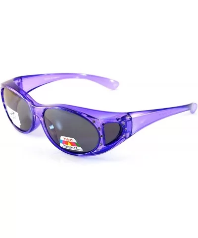 Clear Icy Bling Oval Polarized OTG Sunglasses with Side View P008 - Purple - CI1887S560S $11.22 Oval