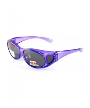 Clear Icy Bling Oval Polarized OTG Sunglasses with Side View P008 - Purple - CI1887S560S $11.22 Oval