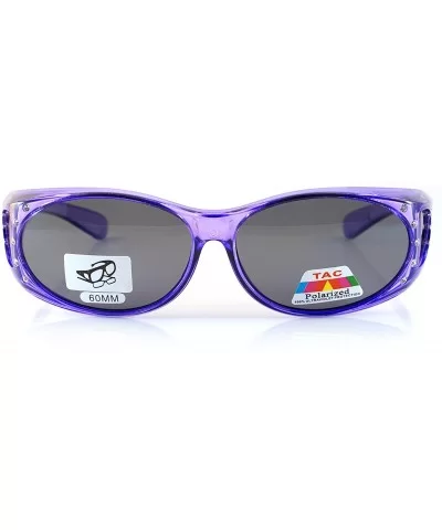 Clear Icy Bling Oval Polarized OTG Sunglasses with Side View P008 - Purple - CI1887S560S $11.22 Oval