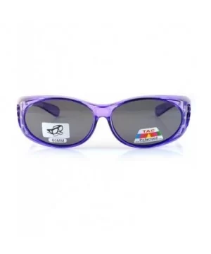 Clear Icy Bling Oval Polarized OTG Sunglasses with Side View P008 - Purple - CI1887S560S $11.22 Oval