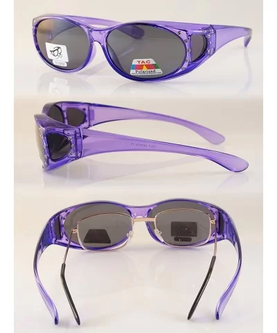 Clear Icy Bling Oval Polarized OTG Sunglasses with Side View P008 - Purple - CI1887S560S $11.22 Oval