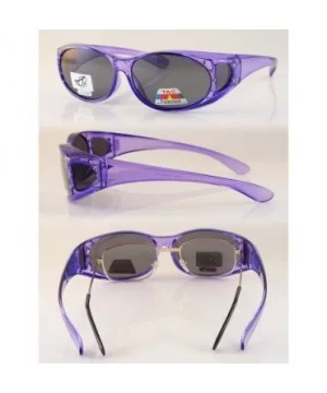 Clear Icy Bling Oval Polarized OTG Sunglasses with Side View P008 - Purple - CI1887S560S $11.22 Oval