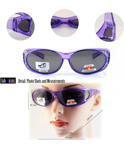 Clear Icy Bling Oval Polarized OTG Sunglasses with Side View P008 - Purple - CI1887S560S $11.22 Oval