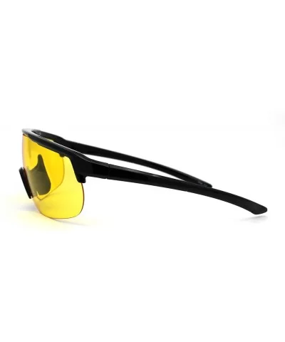 Flat Top Warp Shield Sport Robotic Plastic Sunglasses - Black Yellow - C519624H4X6 $8.12 Shield