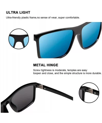 UV Polarized Sunglasses for Men-Women/Mens Rectangular Black Driving Sun Glasses - Blue - C018TA5UHY2 $6.49 Square