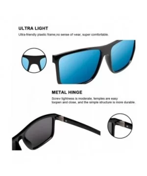 UV Polarized Sunglasses for Men-Women/Mens Rectangular Black Driving Sun Glasses - Blue - C018TA5UHY2 $6.49 Square