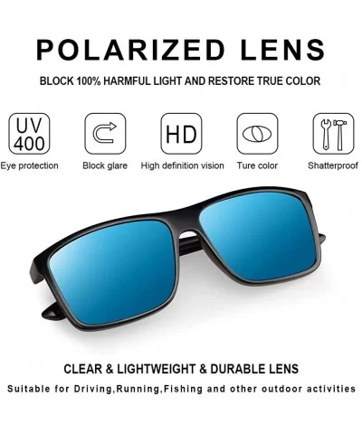 UV Polarized Sunglasses for Men-Women/Mens Rectangular Black Driving Sun Glasses - Blue - C018TA5UHY2 $6.49 Square