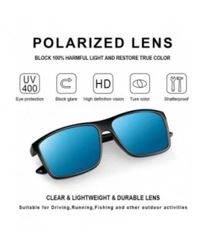 UV Polarized Sunglasses for Men-Women/Mens Rectangular Black Driving Sun Glasses - Blue - C018TA5UHY2 $6.49 Square