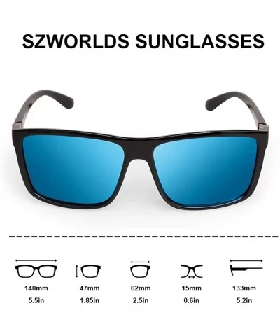 UV Polarized Sunglasses for Men-Women/Mens Rectangular Black Driving Sun Glasses - Blue - C018TA5UHY2 $6.49 Square