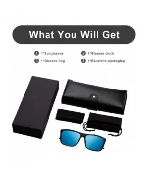 UV Polarized Sunglasses for Men-Women/Mens Rectangular Black Driving Sun Glasses - Blue - C018TA5UHY2 $6.49 Square