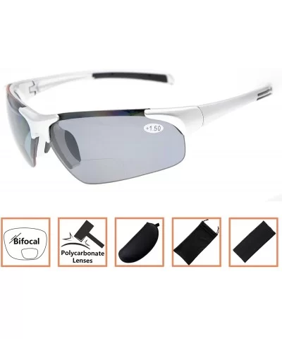 Unisex Sports Polarized Bifocal Sunglasses Lightweight TR90 Frame UV Protection - Silver - CB18CAYR3HD $39.04 Sport