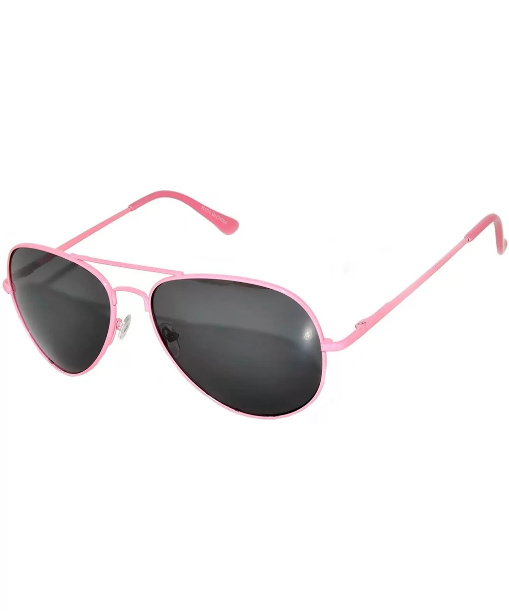 Aviator Style Sunglasses Colored Lens Colored Metal Frame with Spring Hinge - Pink_smoke_lens - CN121GEYGXH $5.78 Aviator