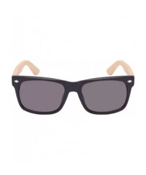 Retro Horned Rim Style Bamboo Sunglasses 540938BM-SD - Matte Black+light Bamboo/Grey Lens - CQ124WR6665 $7.69 Square