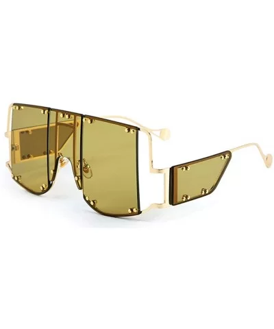 2019 new fashion oversized unisex personality trend square frame men's sunglasses UV400 - Green - CB18YZIQZLU $12.40 Square