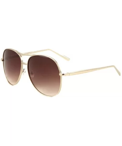 Thick Flat Frame Modern Round Aviator Sunglasses - Brown Gold - C3190IROOZ8 $11.25 Aviator