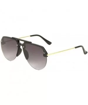 Semi Rimless Luxury Sport Pilot Aviator Sunglasses - Gold & Black Frame - CC18WQ04RNH $7.14 Aviator