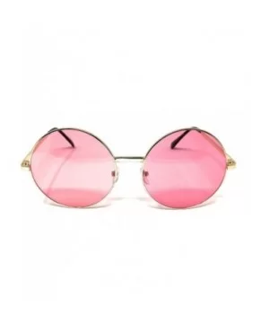 XL Oversize Metal Round Hippie Sunglasses - Gold- Light Pink - CR18Q5DYX64 $8.25 Round