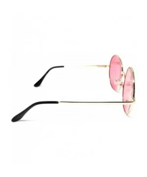 XL Oversize Metal Round Hippie Sunglasses - Gold- Light Pink - CR18Q5DYX64 $8.25 Round