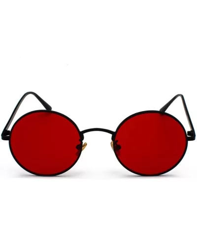 Women Sunglasses Red Lenses Round Metal Frame Vintage Retro Glasses Sun Men Unisex Birthday Gifts - CJ197Y75G8R $29.54 Round