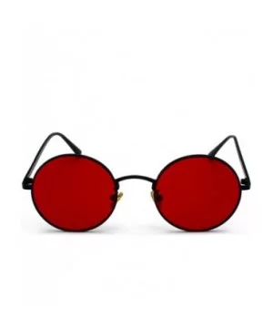 Women Sunglasses Red Lenses Round Metal Frame Vintage Retro Glasses Sun Men Unisex Birthday Gifts - CJ197Y75G8R $29.54 Round