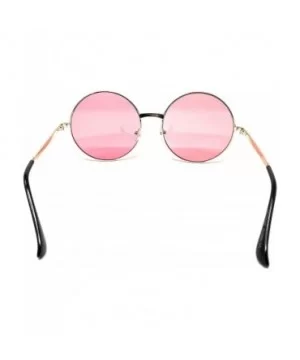 XL Oversize Metal Round Hippie Sunglasses - Gold- Light Pink - CR18Q5DYX64 $8.25 Round