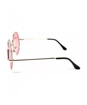 XL Oversize Metal Round Hippie Sunglasses - Gold- Light Pink - CR18Q5DYX64 $8.25 Round