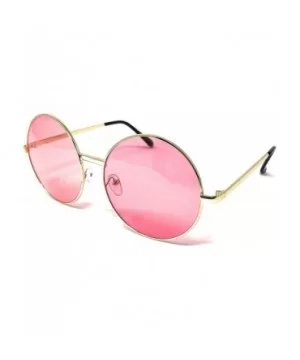 XL Oversize Metal Round Hippie Sunglasses - Gold- Light Pink - CR18Q5DYX64 $8.25 Round