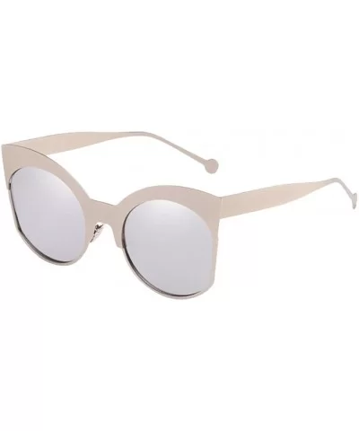 Cat Eye Mirrored Women Streetwear Sunglasses for Beach Driving Traveling - Silver - C418DLT0X8I $10.36 Sport