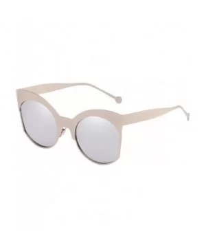 Cat Eye Mirrored Women Streetwear Sunglasses for Beach Driving Traveling - Silver - C418DLT0X8I $10.36 Sport