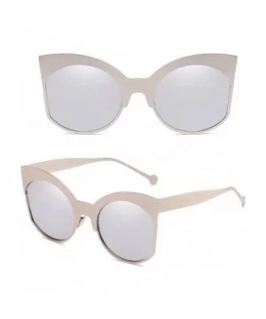 Cat Eye Mirrored Women Streetwear Sunglasses for Beach Driving Traveling - Silver - C418DLT0X8I $10.36 Sport