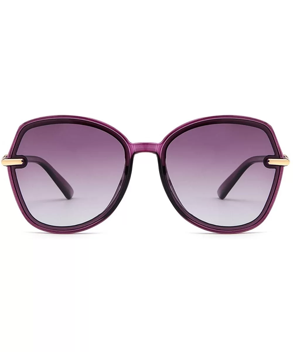 Classic Oversized Polarized Sunglasses for Women - Retro Square Cat Eye Sun Glasses UV400 Protection - Purple - C318WOEE8Y4 $...