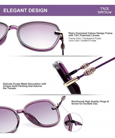 Classic Oversized Polarized Sunglasses for Women - Retro Square Cat Eye Sun Glasses UV400 Protection - Purple - C318WOEE8Y4 $...