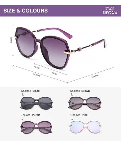 Classic Oversized Polarized Sunglasses for Women - Retro Square Cat Eye Sun Glasses UV400 Protection - Purple - C318WOEE8Y4 $...