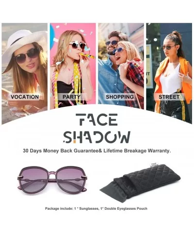 Classic Oversized Polarized Sunglasses for Women - Retro Square Cat Eye Sun Glasses UV400 Protection - Purple - C318WOEE8Y4 $...