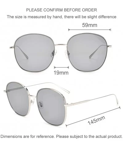 Polarized Sunglasses Men Women Geometric Square Oversized Vintage Metal Frame Retro Shade Glasses- UV400 - Gray - CM18AH0ZNN0...