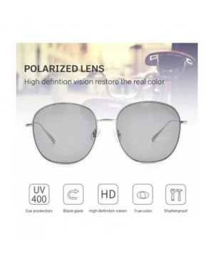 Polarized Sunglasses Men Women Geometric Square Oversized Vintage Metal Frame Retro Shade Glasses- UV400 - Gray - CM18AH0ZNN0...