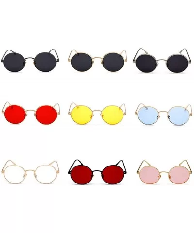 Women Sunglasses Red Lenses Round Metal Frame Vintage Retro Glasses Sun Men Unisex Birthday Gifts - CJ197Y75G8R $29.54 Round