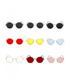 Women Sunglasses Red Lenses Round Metal Frame Vintage Retro Glasses Sun Men Unisex Birthday Gifts - CJ197Y75G8R $29.54 Round