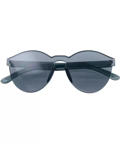 Colorful One Piece Rimless Transparent Sunglasses Women Tinted Candy Colored Glasses - Black - CM18KK5TOTQ $8.69 Goggle