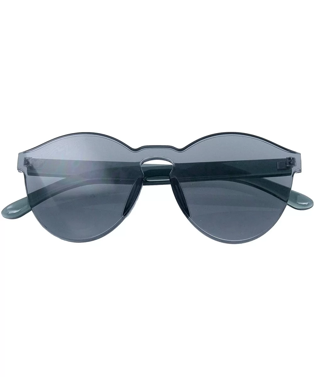 Colorful One Piece Rimless Transparent Sunglasses Women Tinted Candy Colored Glasses - Black - CM18KK5TOTQ $8.69 Goggle