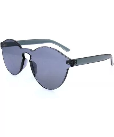 Colorful One Piece Rimless Transparent Sunglasses Women Tinted Candy Colored Glasses - Black - CM18KK5TOTQ $8.69 Goggle