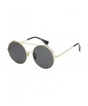 Unisex Classic Round Sunglasses UV PC Lens Oversize Metal Frame-Gold Frame/Grey Lens - CI180OXZW7L $13.49 Oversized