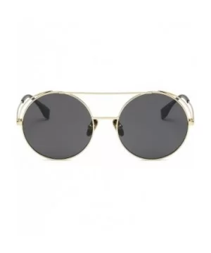 Unisex Classic Round Sunglasses UV PC Lens Oversize Metal Frame-Gold Frame/Grey Lens - CI180OXZW7L $13.49 Oversized