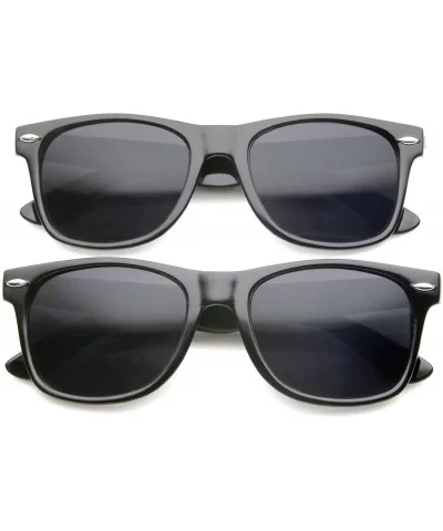 Retro 80's Classic Colored Mirror Lens Square Horn Rimmed Sunglasses for Men Women - 2 Pack - Shiny Black - CN12N1EW9EW $9.06...