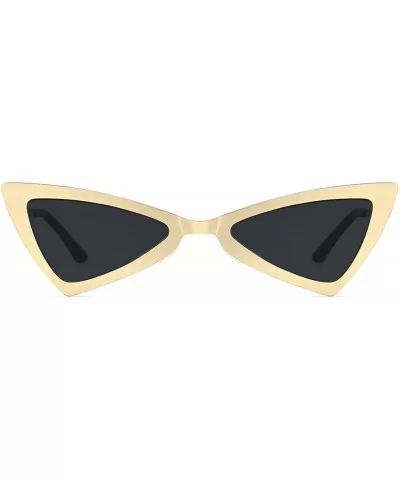 Vintage Cat Eye Sunglasses Triangle Shape for Women Designer Tinted Lenses Metal Frame - Black-gold - C418SAAN3Y0 $13.80 Cat Eye