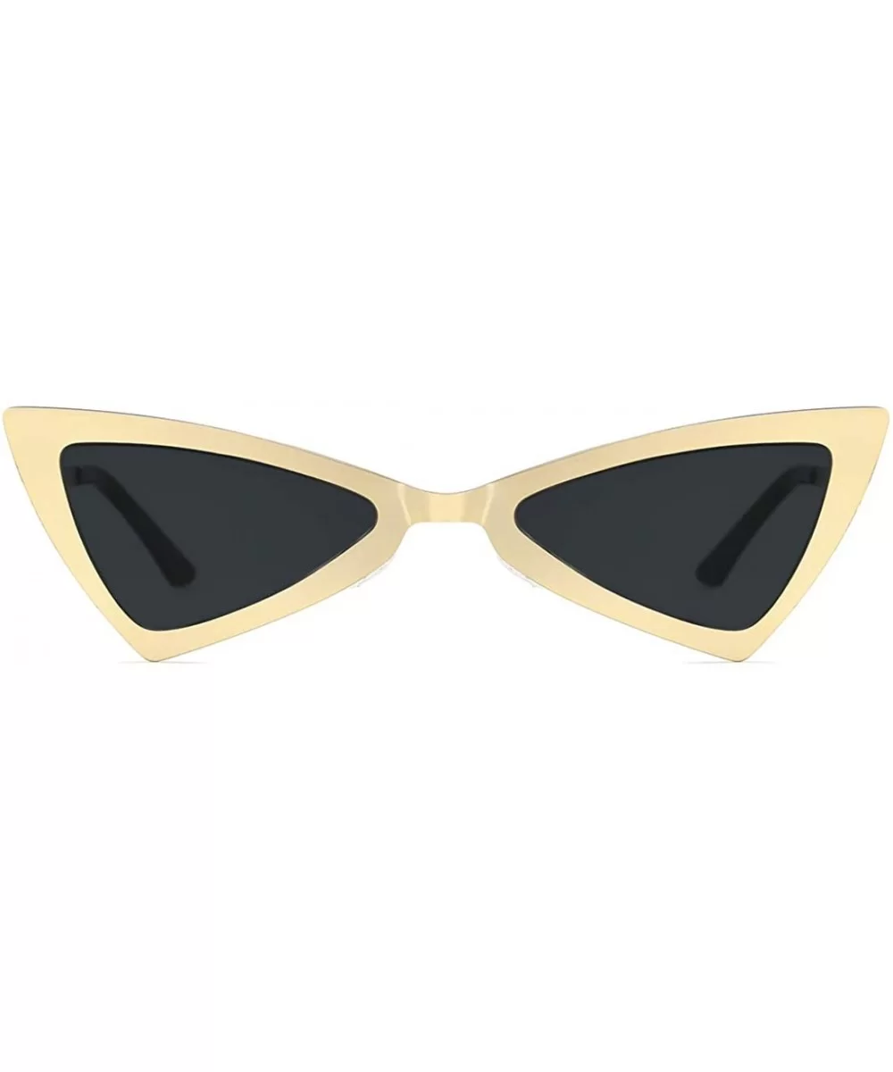 Vintage Cat Eye Sunglasses Triangle Shape for Women Designer Tinted Lenses Metal Frame - Black-gold - C418SAAN3Y0 $13.80 Cat Eye